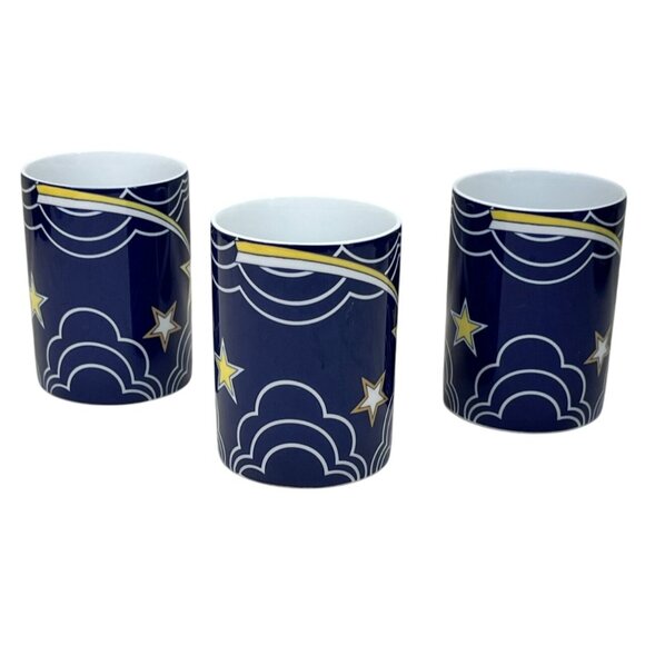 3 Fitz and Floyd Blue Stardust Moon Stars Porcelain Mugs - Picture 3 of 9
